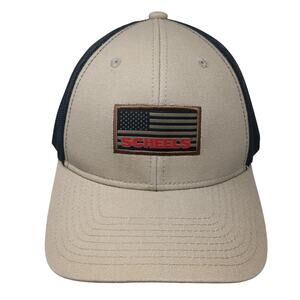 Scheels American Flag Snapback Trucker Hat Beige One Size Adjustable Mesh Back
